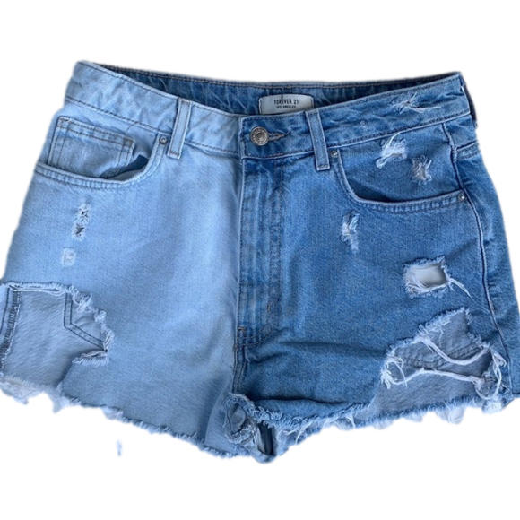 Distressed Denim Shorts High Waisted Cut Off - Picture 1 of 4